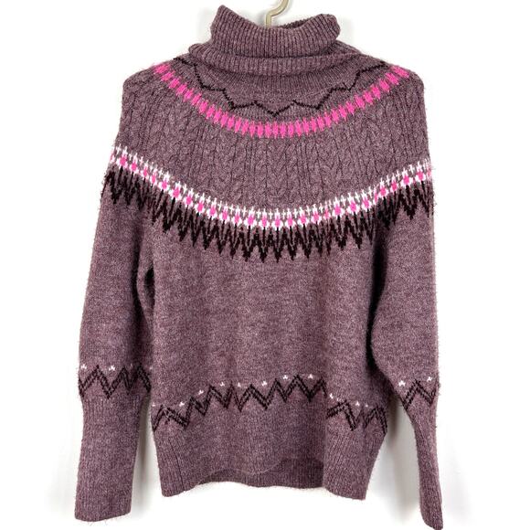 A New Day Fair Isle Turtleneck Sweater Small Oversized purple pink - Picture 1 of 7